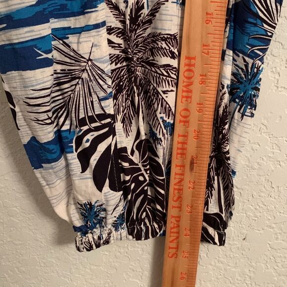 C&C Tropical Print 2pc Set Top Crop/ Joggers Cargo Style Linen Blend Size S - Picture 13 of 15
